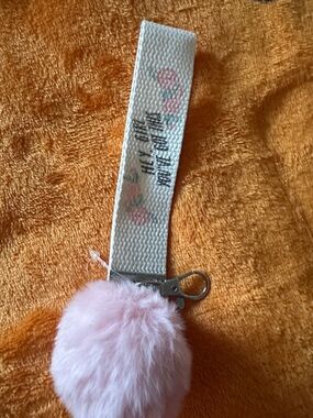 Pink Fuzzy Pom Keychain Wristlet